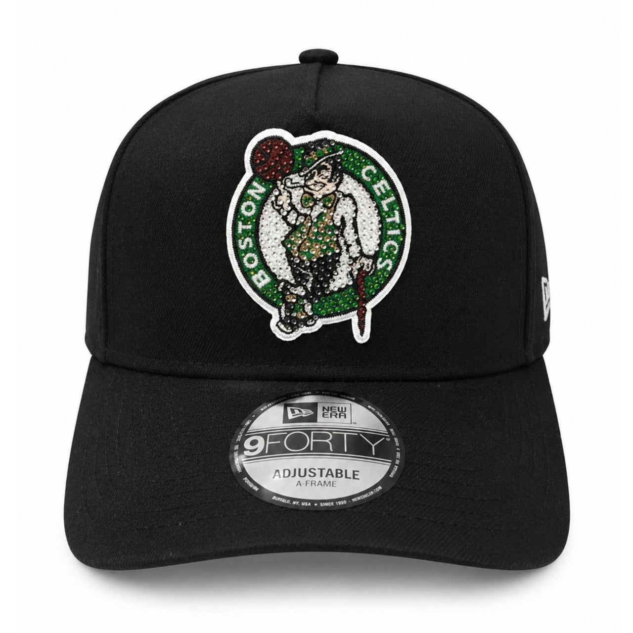 New Era Boston Celtics Rhinestone 9FORTY A-Frame Snapback Hat front view