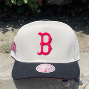 Off white black boston red sox overspray pro pinch fit mitchell and ness snapback