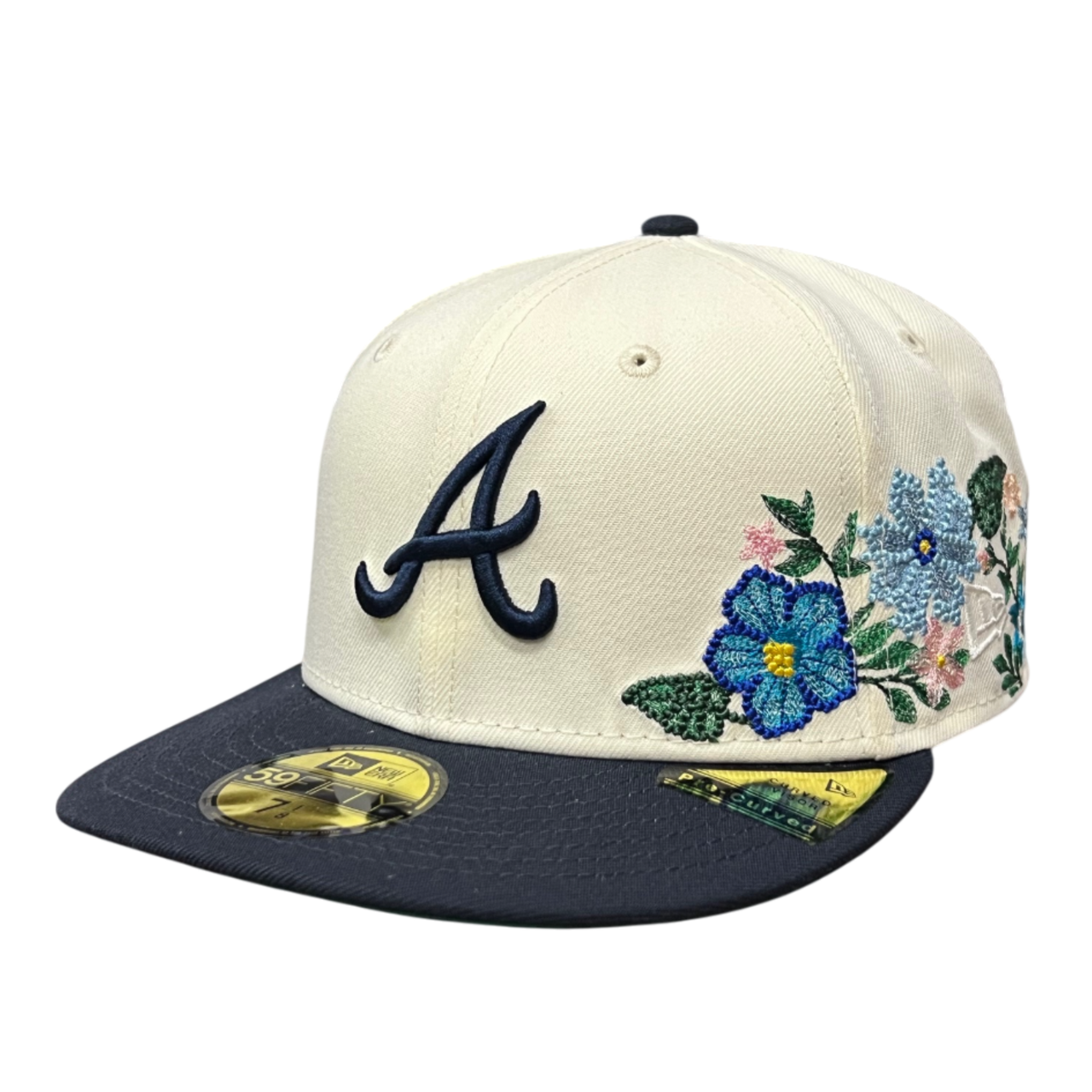 Atlanta Braves Tonal Florals Chrome Navy 59FIFTY Fitted Hat