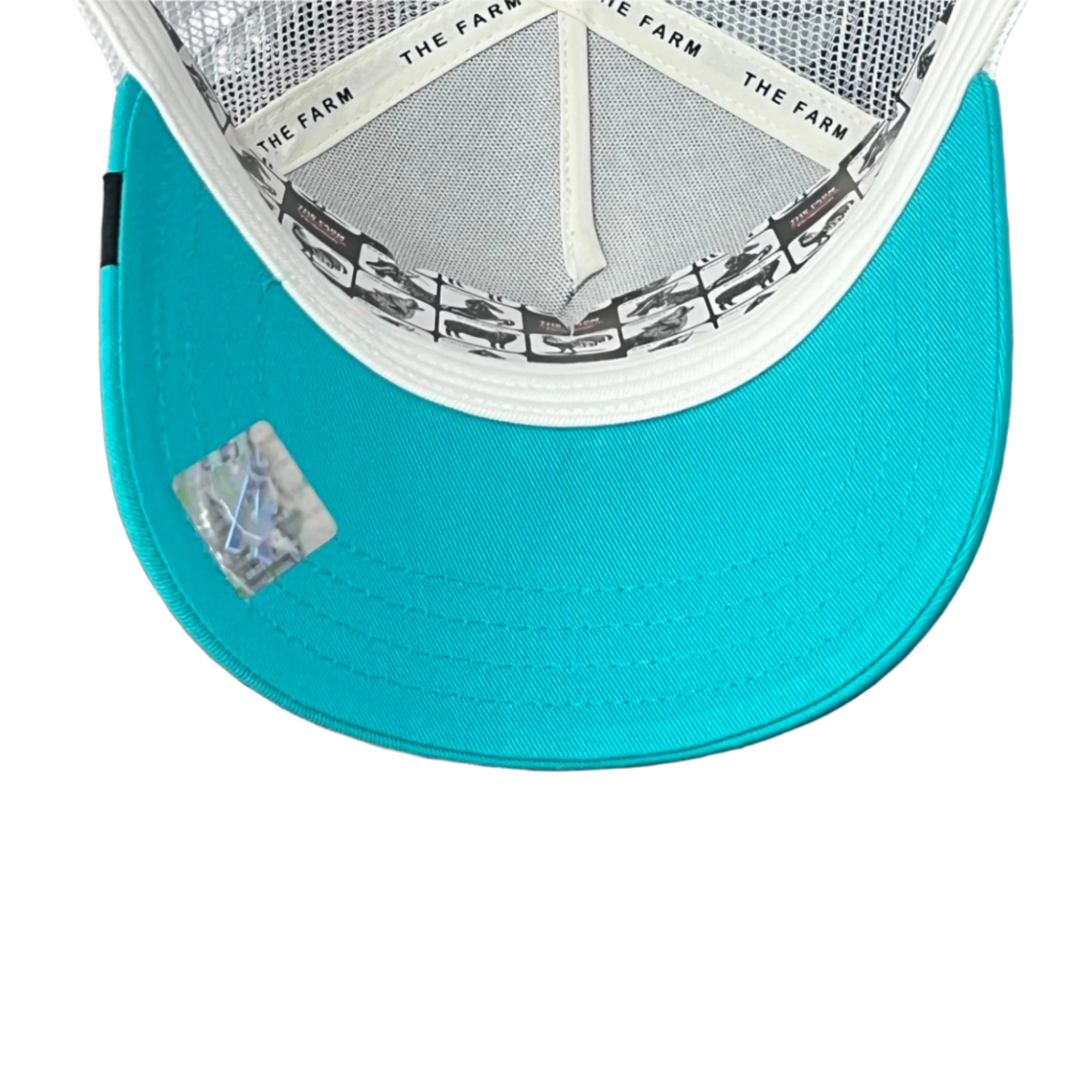 Teal under visor of Goorin Bros White Owl Hat