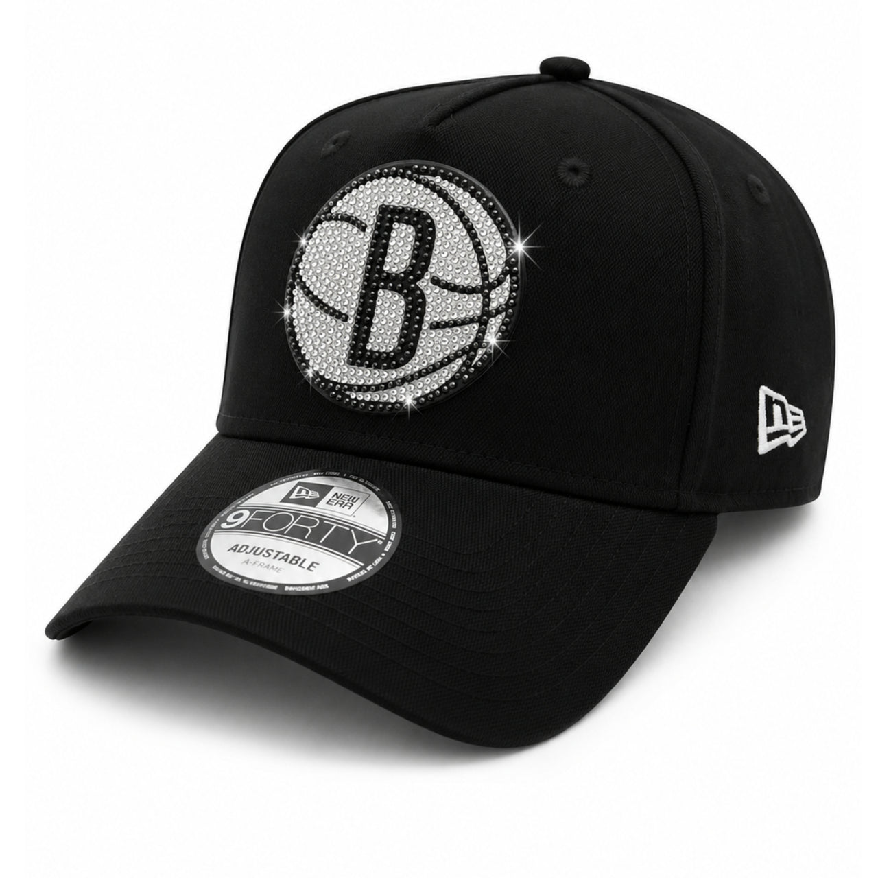 New Era Brooklyn Nets Rhinestone 9FORTY A-Frame Snapback Hat angle view