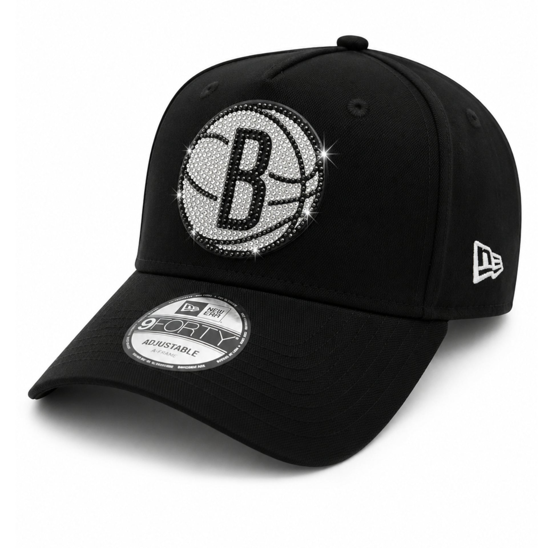 New Era Brooklyn Nets Rhinestone 9FORTY A-Frame Snapback Hat angle view