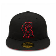 New Era Los Angeles California Angels Black Red 59FIFTY Fitted Hat front view