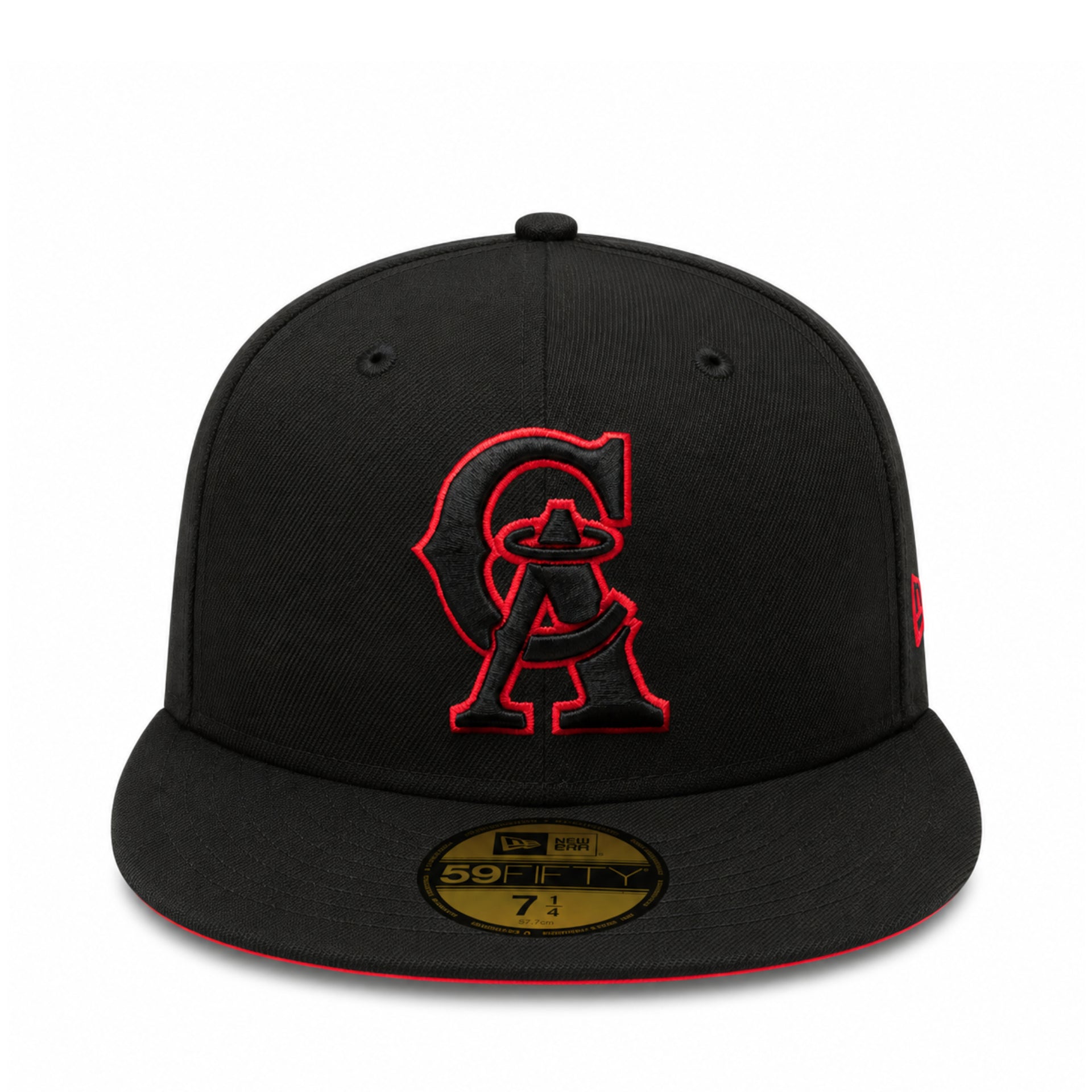 New Era Los Angeles California Angels Black Red 59FIFTY Fitted Hat front view