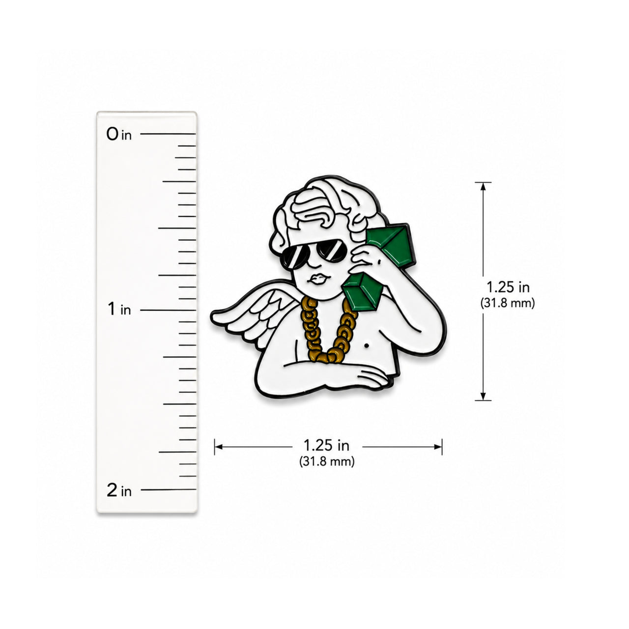 Cash Call Angel Hat Pin size chart view