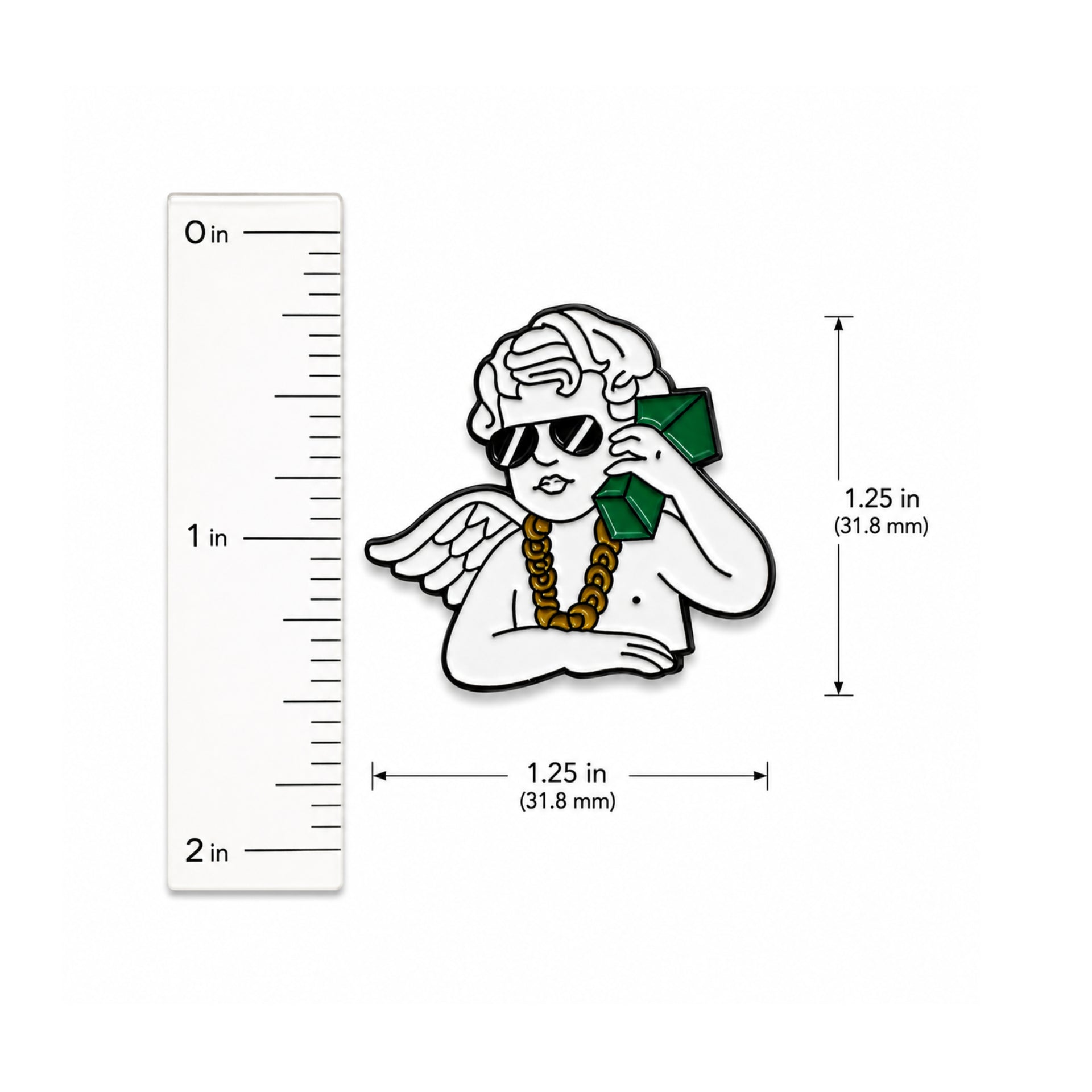 Cash Call Angel Hat Pin size chart view