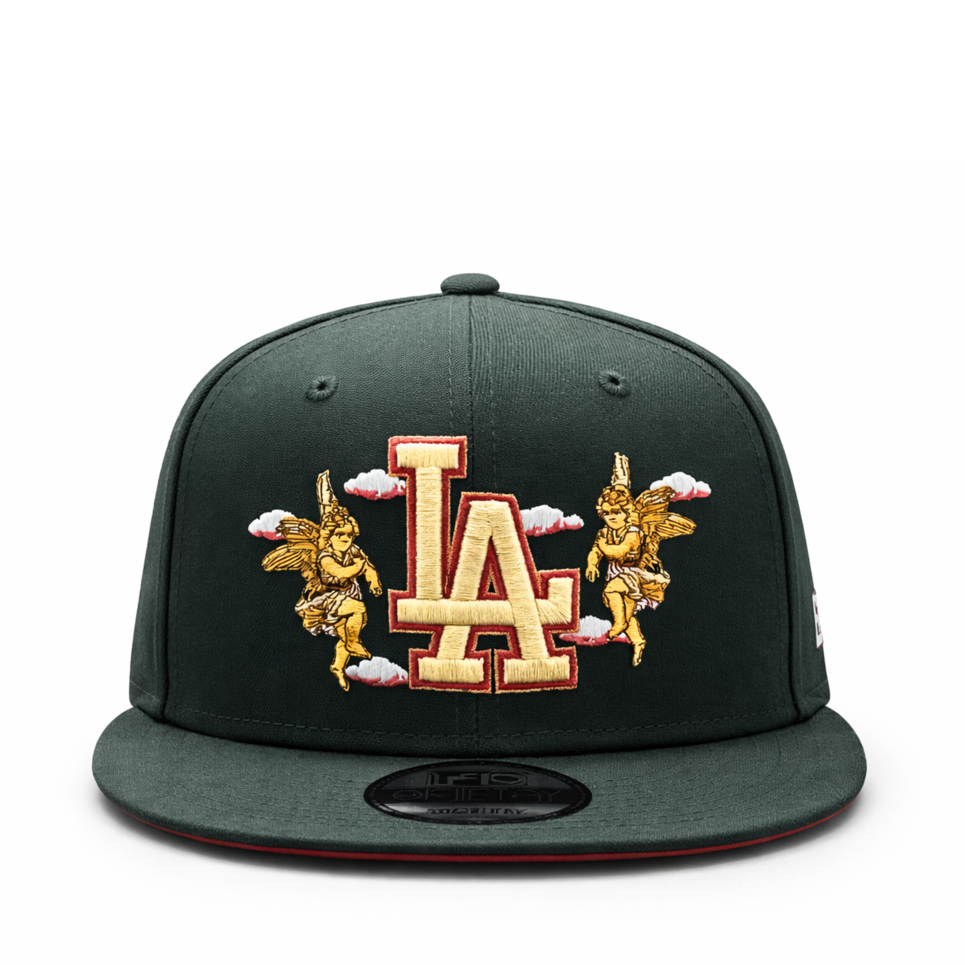 front of New Era Los Angeles Dodgers Cherub Black 1988 World Series 9FIFTY Snapback Hat