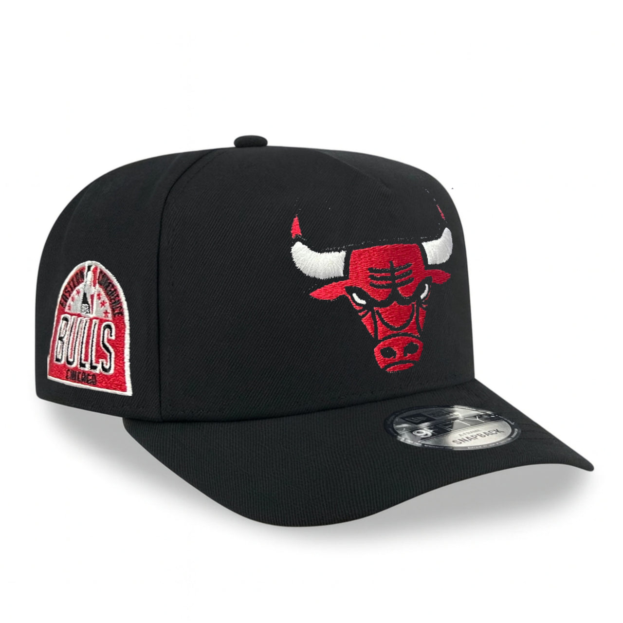 New Era Chicago Bulls Black 9FIFTY A-Frame Curved Snapback Hat