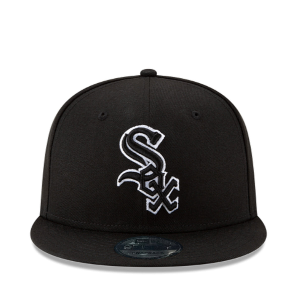 New Era Chicago White Sox Black White Outlined 9FIFTY Snapback Hat front view