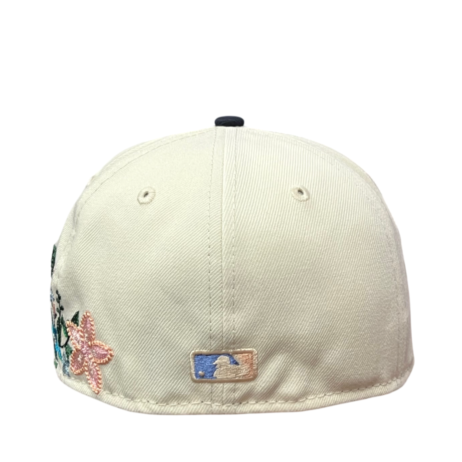 back of Miami Marlins Tonal Florals Chrome Black 59FIFTY Fitted Hat