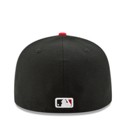 Back View of New Era Cincinnati Reds Authentic Collection Black Red 2 Tone 59FIFTY Fitted Hat