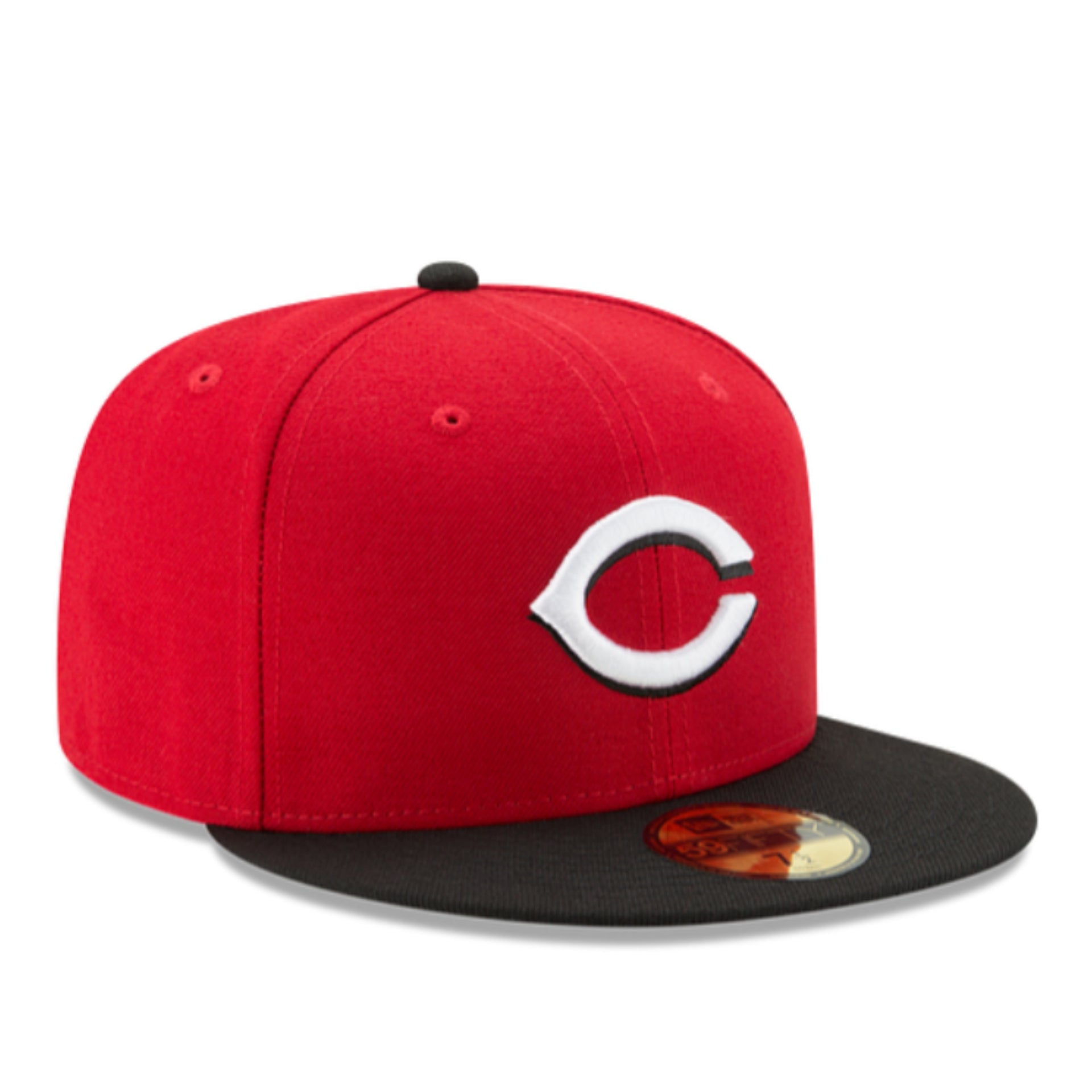 New Era Cincinnati Reds Authentic Collection 59FIFTY Fitted Hat - Red/Black front right view