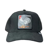 the goorin bros suede rooster cock black trucker snapback hat