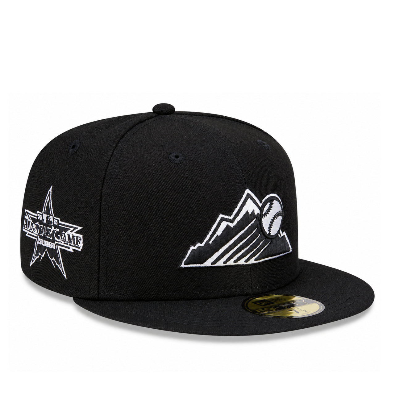 New Era Colorado Rockies 2021 All Star Game Black 59FIFTY Fitted Hat front angle view
