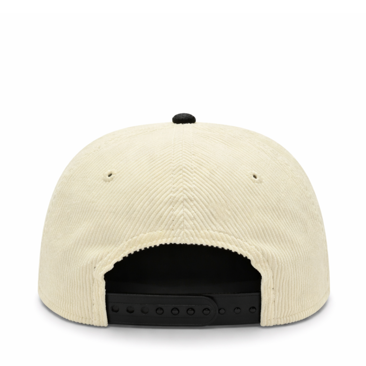 back of New Era Los Angeles Dodgers Upside Down Corduroy Chrome Black 9FORTY A-Frame Snapback