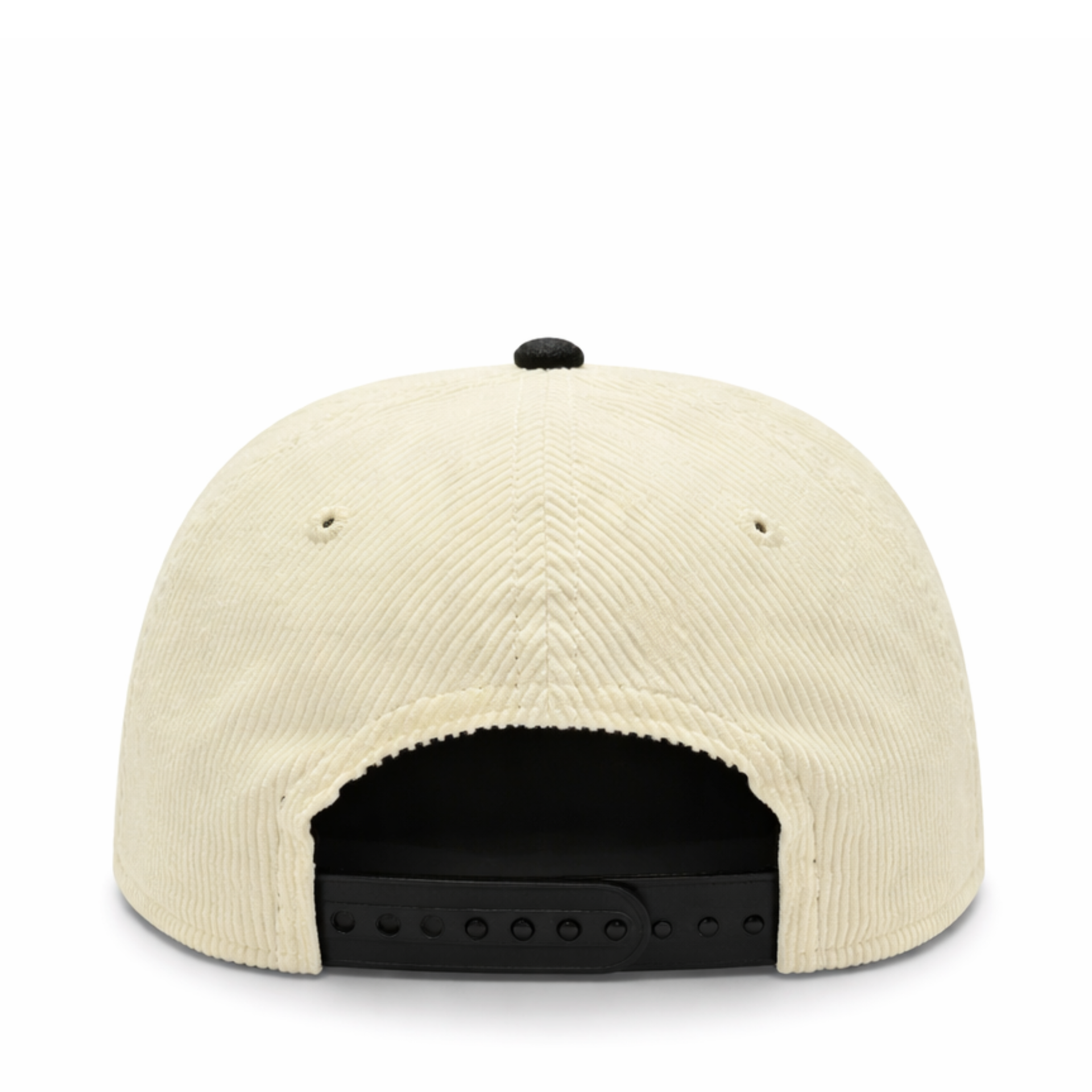 back of New Era Los Angeles Dodgers Upside Down Corduroy Chrome Black 9FORTY A-Frame Snapback