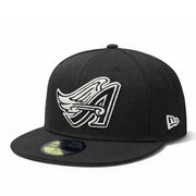 New Era Los Angeles Anaheim Angels Cooperstown 59FIFTY Fitted Hat Black  front side view