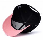 Dad Gang Horsepower Black Pink Snapback Hat under visor view