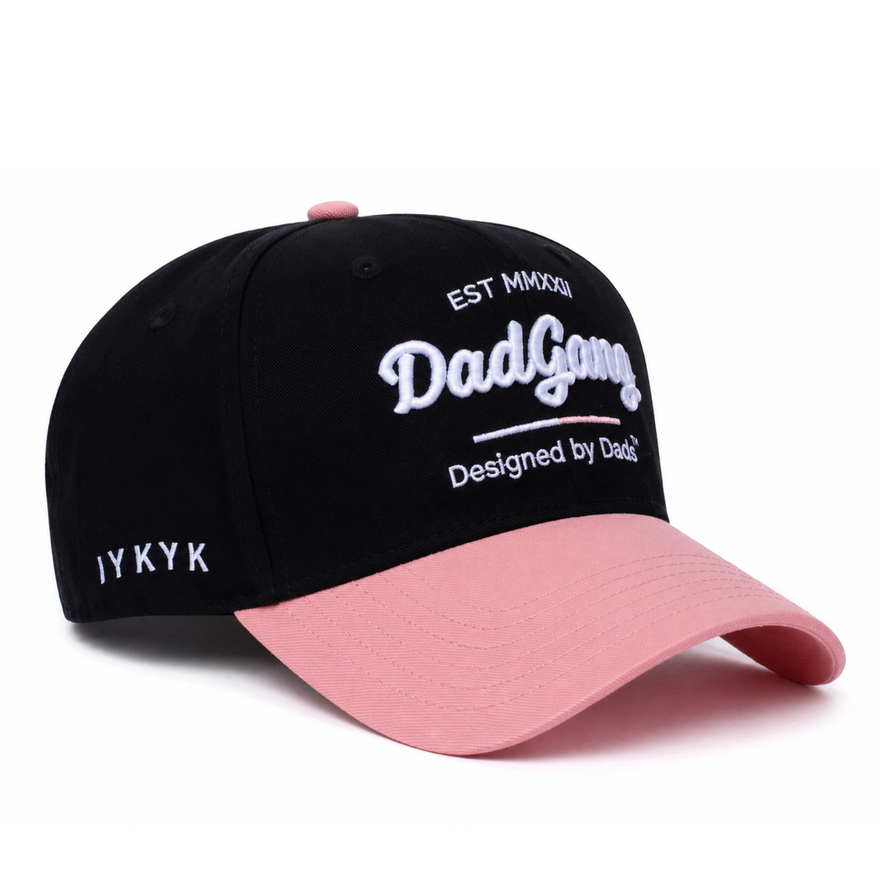 Dad Gang Horsepower Black Pink Snapback Hat front side view