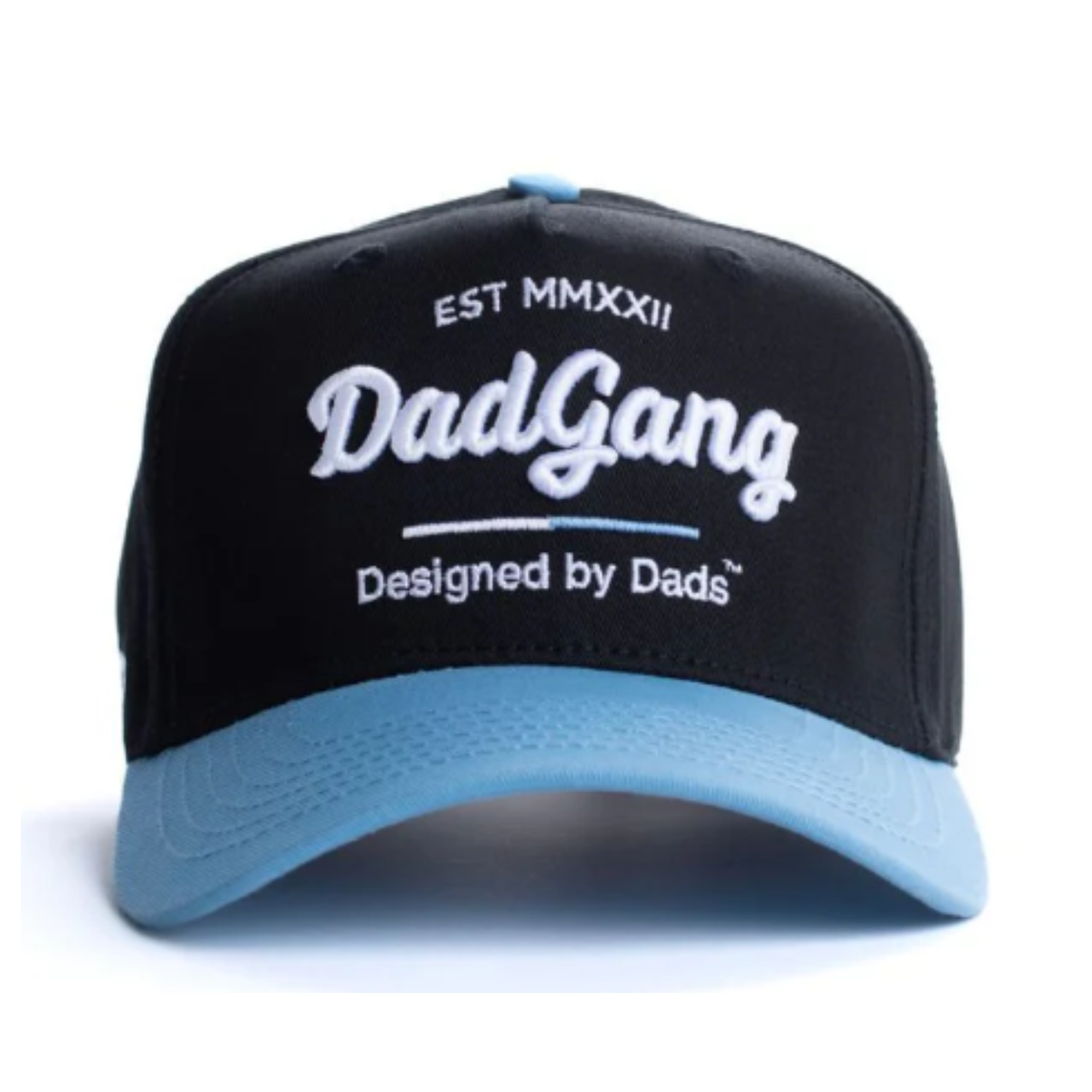 Dad Gang Horsepower Black Blue Snapback Hat front view