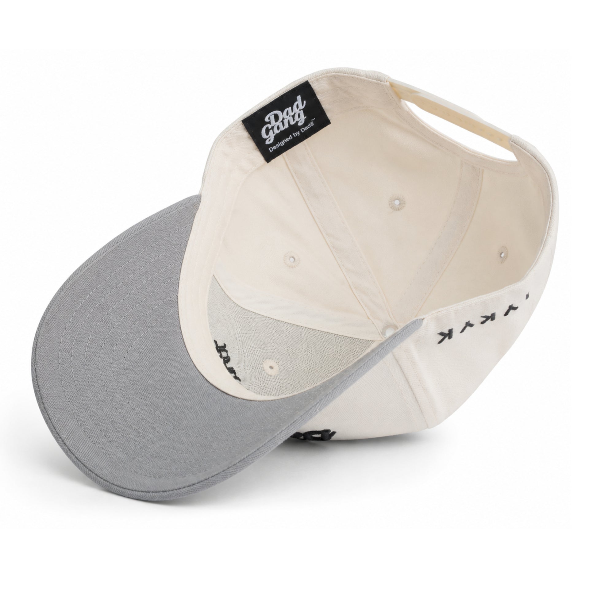 Dad Gang Horsepower Chrome Silver Snapback Hat under visor view