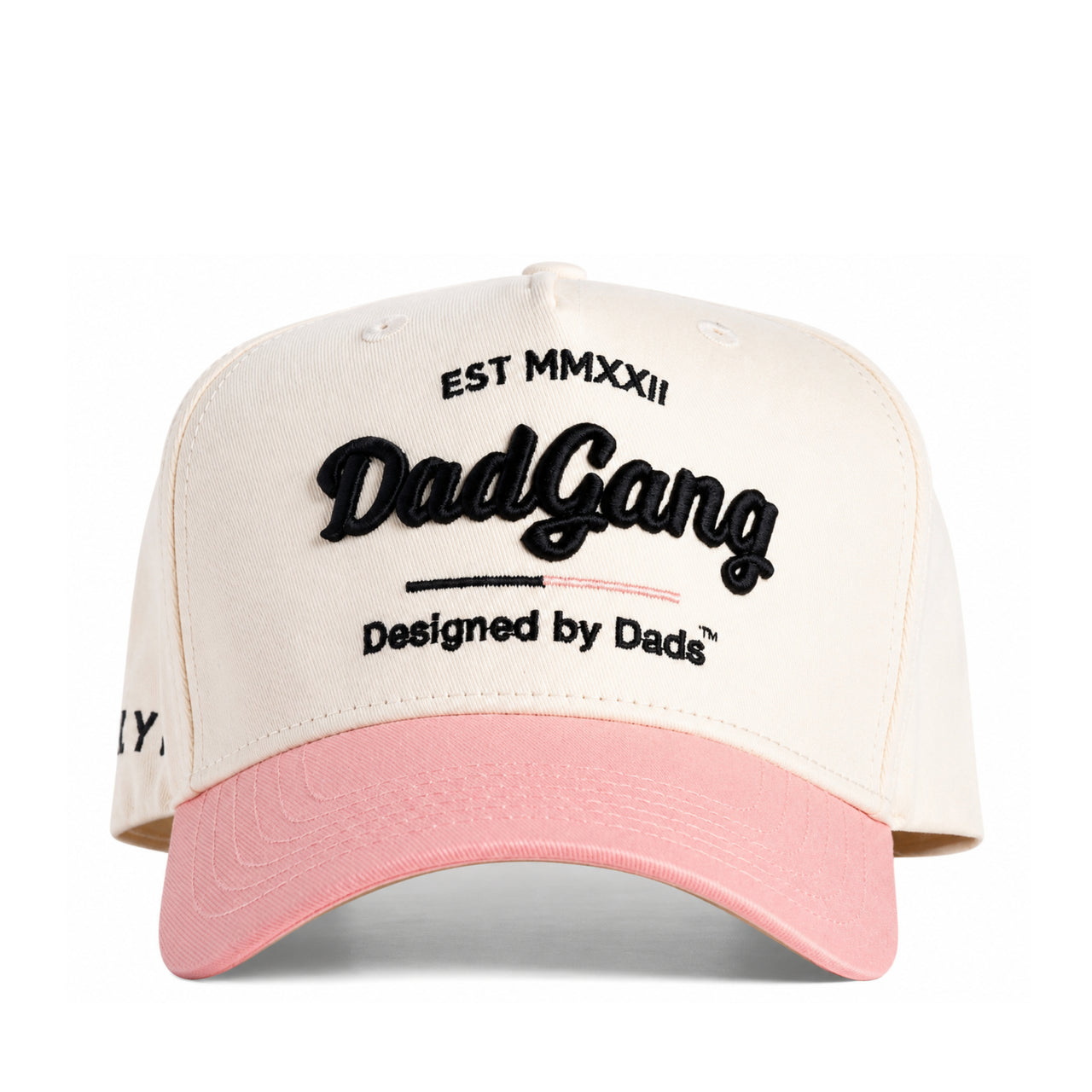 Dad Gang Horsepower Chrome Pink Snapback Hat front view