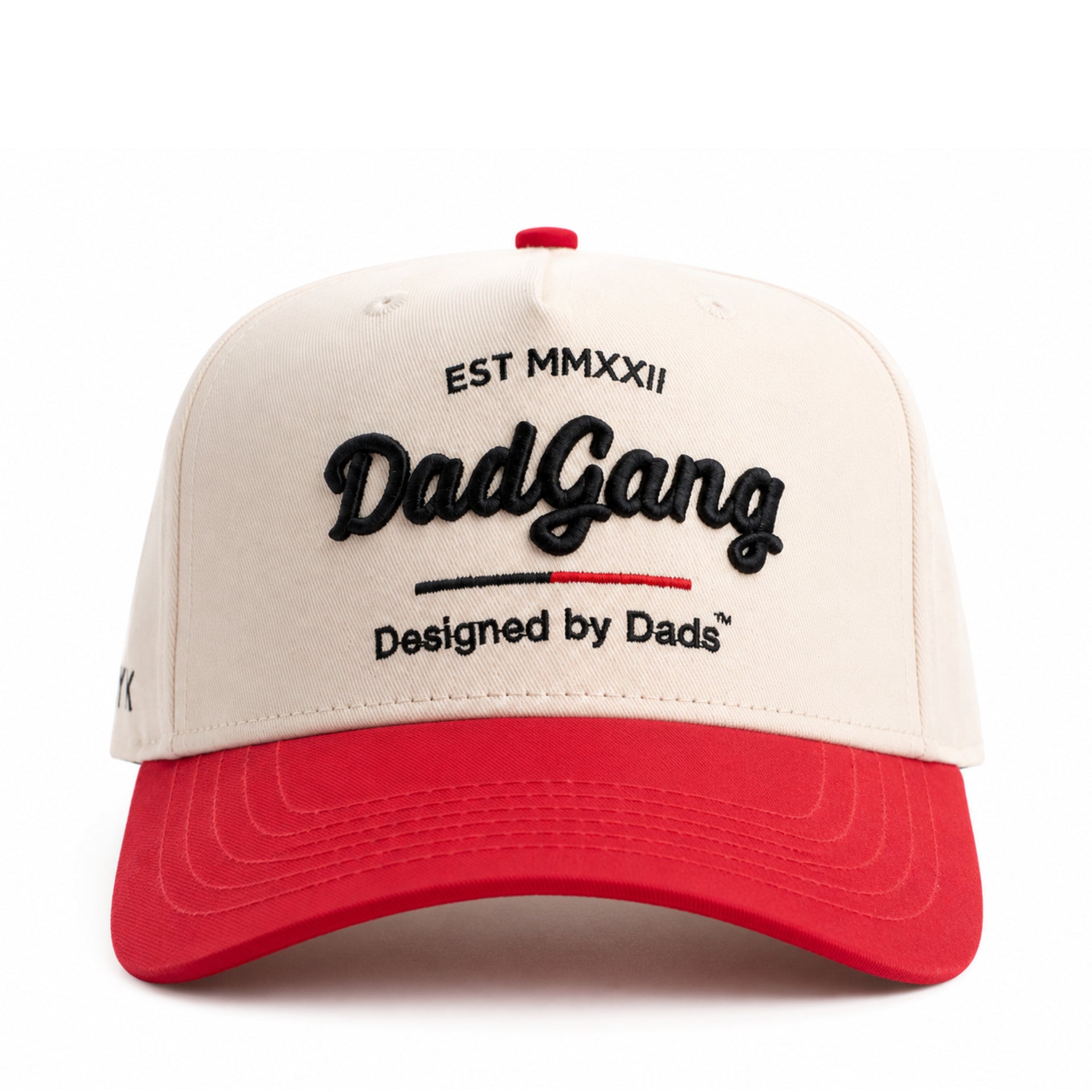 Dad Gang Horsepower Chrome Red Snapback Hat front view