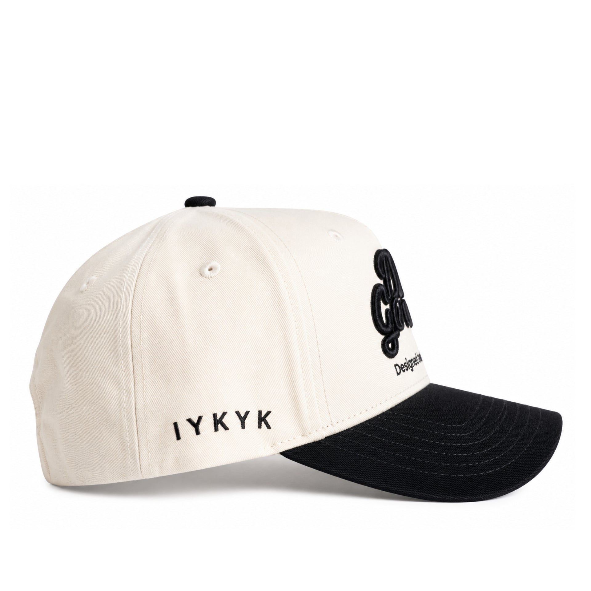 Dad Gang Cream Black Snapback Hat side view