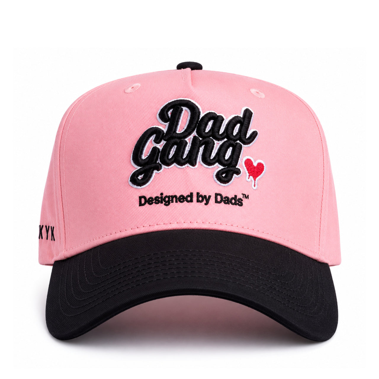 Dad Gang Dad's Heart Pink Black Snapback Hat front view