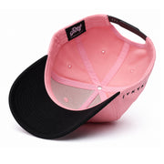 Dad Gang Dad's Heart Pink Black Snapback Hat under visor view