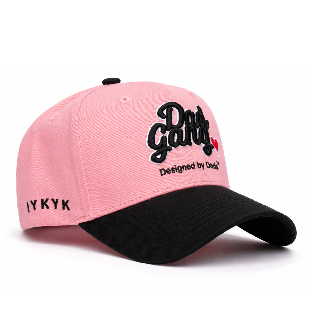 Dad Gang Dad's Heart Pink Black Snapback Hat front side view