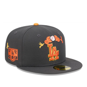 Side View of New Era Los Angeles Dodgers Day of the Dead Graphite 59FIFTY Fitted