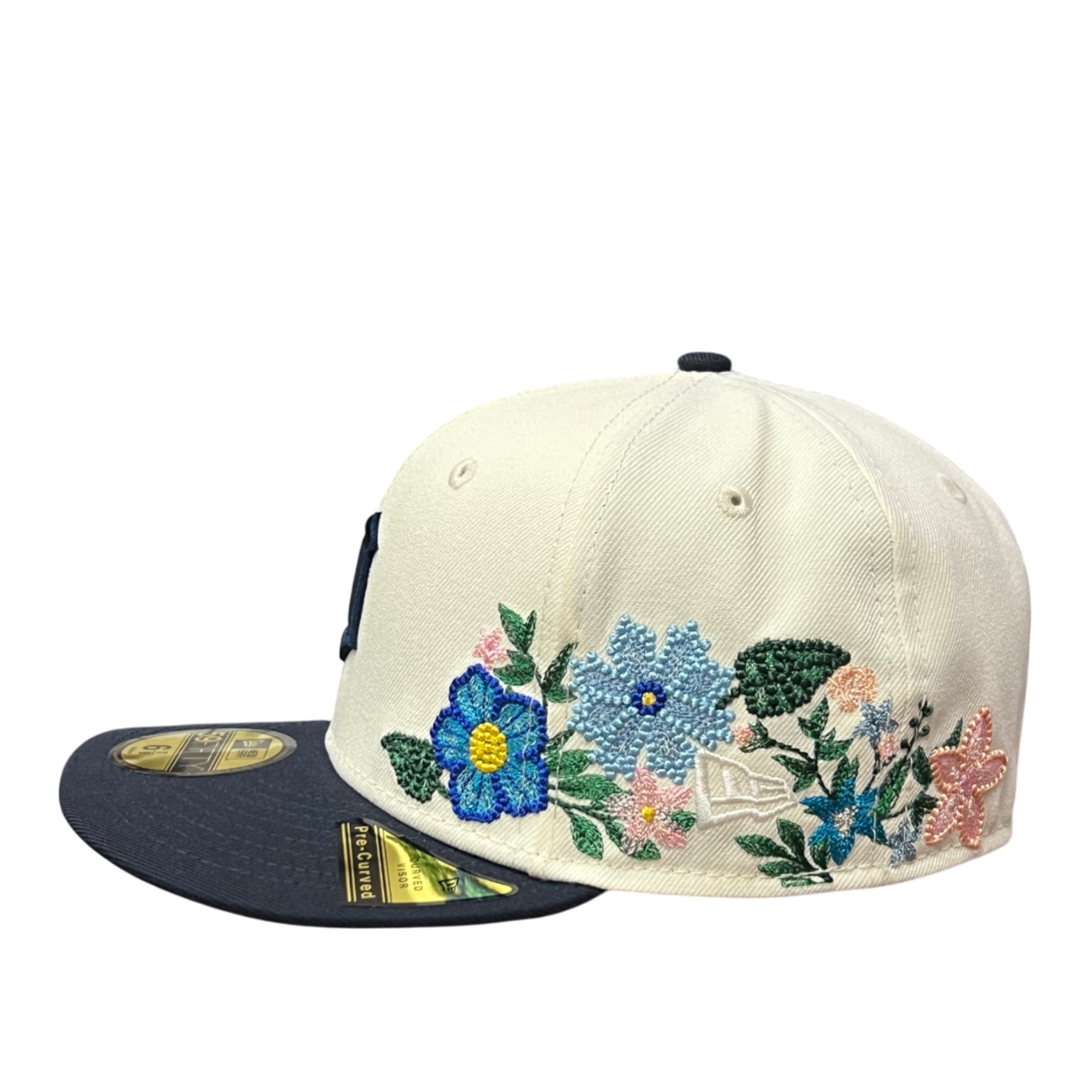 side of Detroit Tigers Tonal Florals Chrome Navy 59FIFTY Fitted Hat