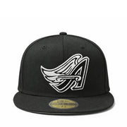 New Era Los Angeles Anaheim Angels Cooperstown 59FIFTY Fitted Hat Black frront view