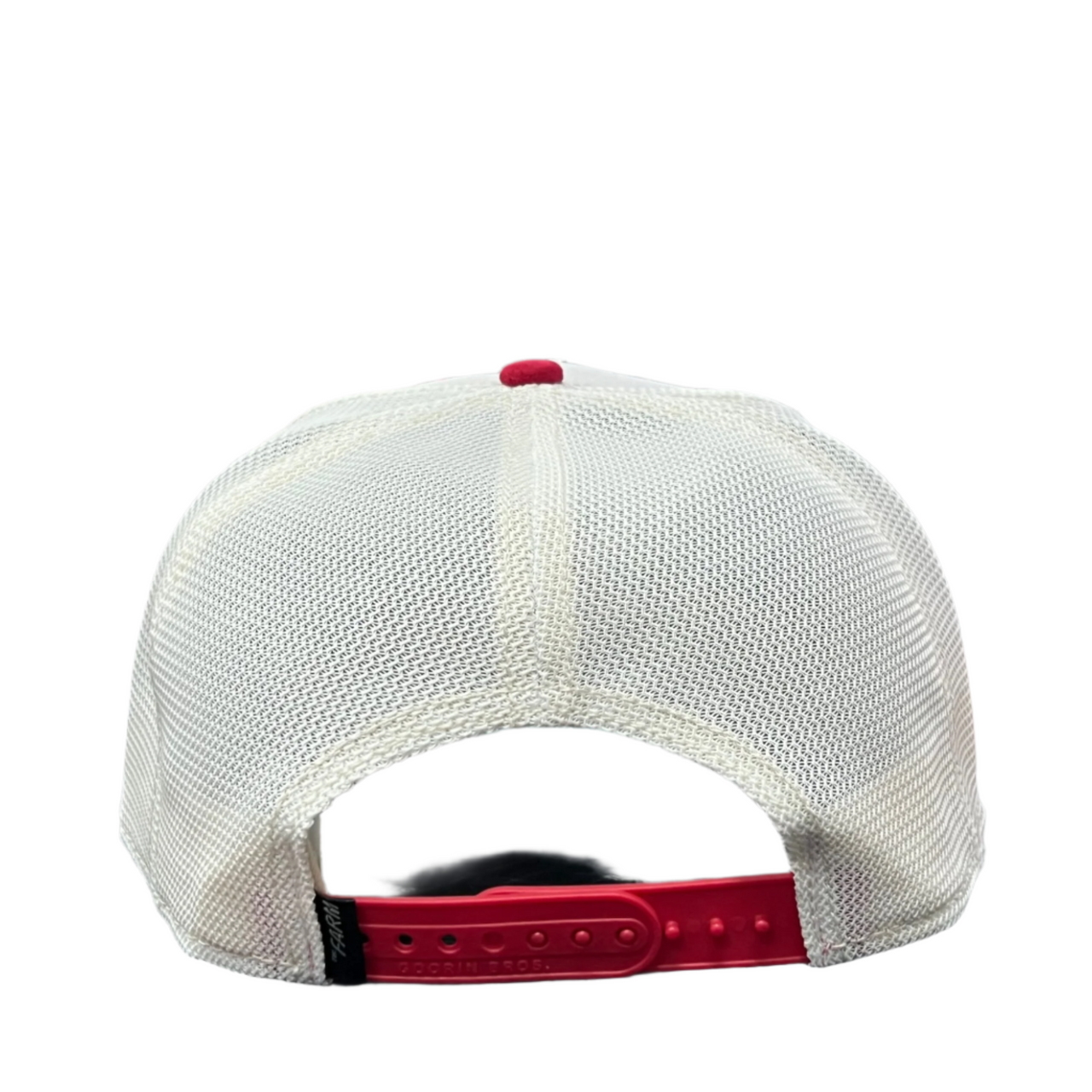 the goorin bros white and red doberman trucker snapback hat