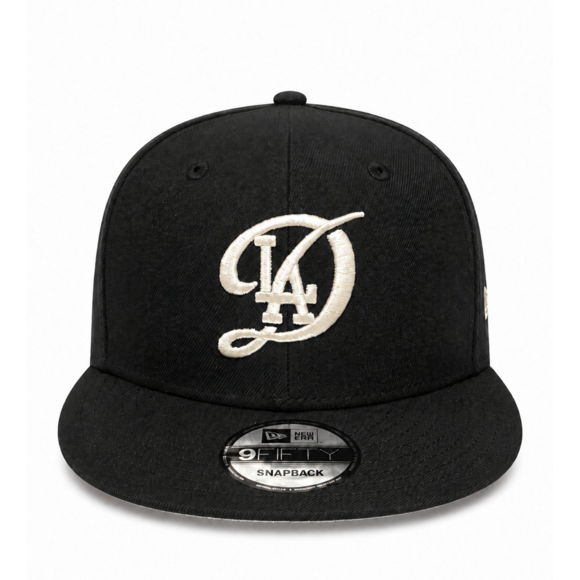 New Era Los Angeles Dodgers City Connect Black Ivory 9FIFTY Snapback Hat front view