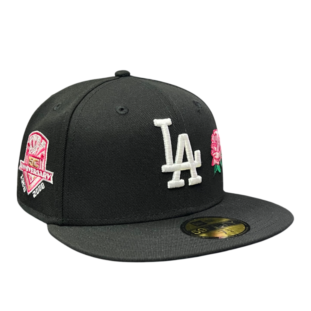 New Era Los Angeles Dodgers 50th Anniversary Rose Black Pink 59FIFTY Fitted Hat