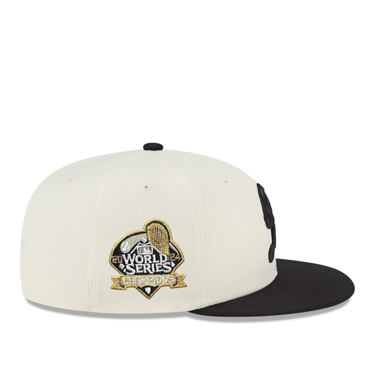 side of New Era Los Angeles Dodgers World Series 2024 Champions Chrome Black 59FIFTY Fitted Hat