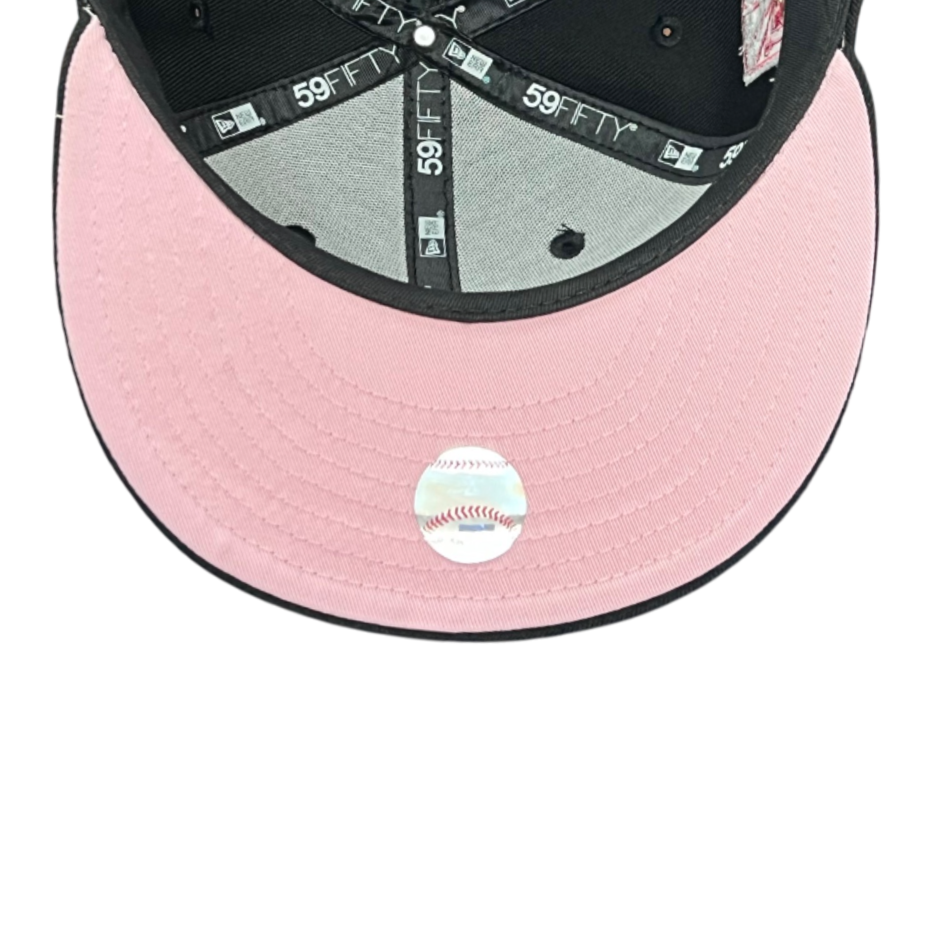 Los Angeles Dodgers 50th Anniversary Rose Black Pink 59FIFTY Fitted Hat Pink Under Visor