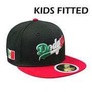 YOUTH Los Angeles Dodgers Script Black Mexico Flag 59FIFTY Fitted Hat