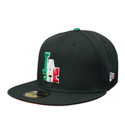 side of Los Angeles Dodgers Black Mexico Flag 59FIFTY Fitted Hat