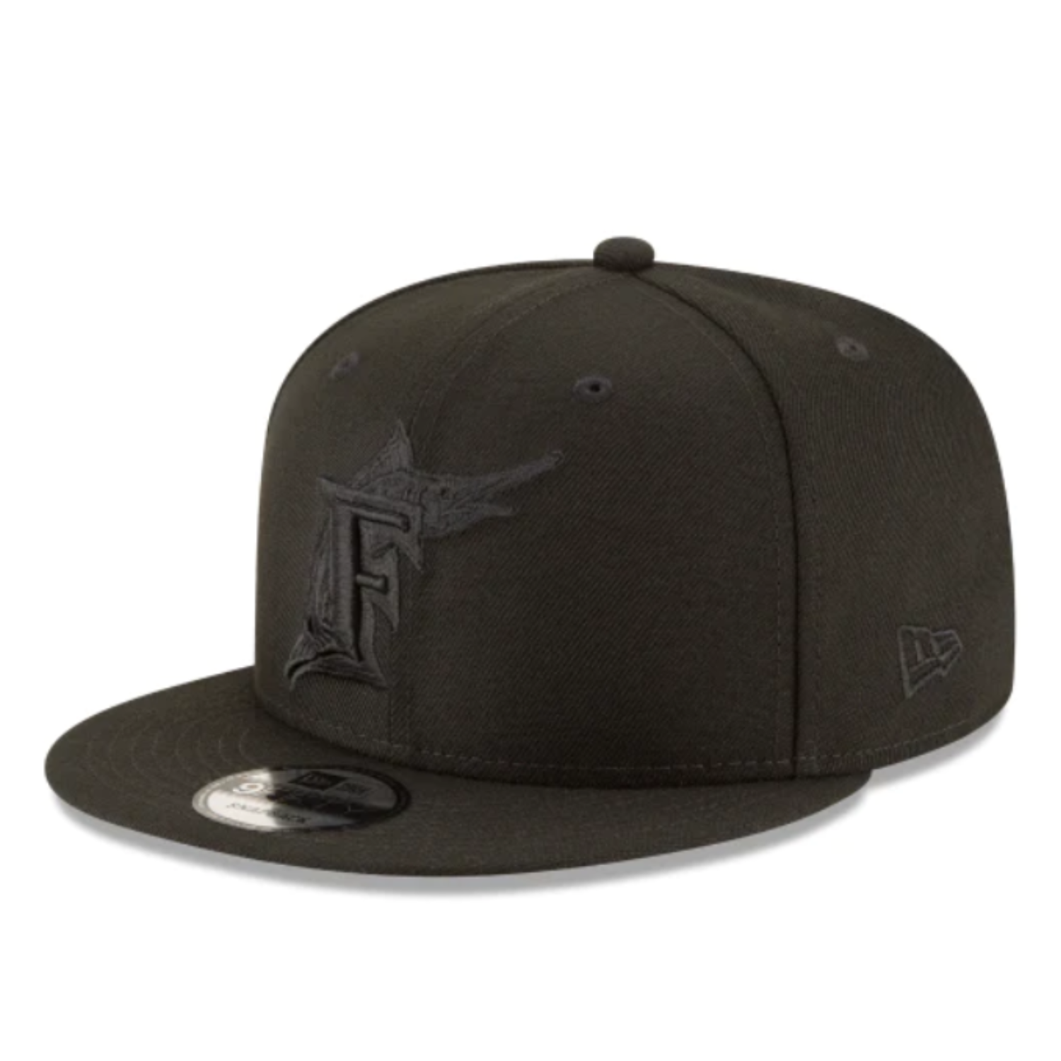 NewEra MLB Florida Marlins F 9FIFTY All Black Men's Snapback Cap.