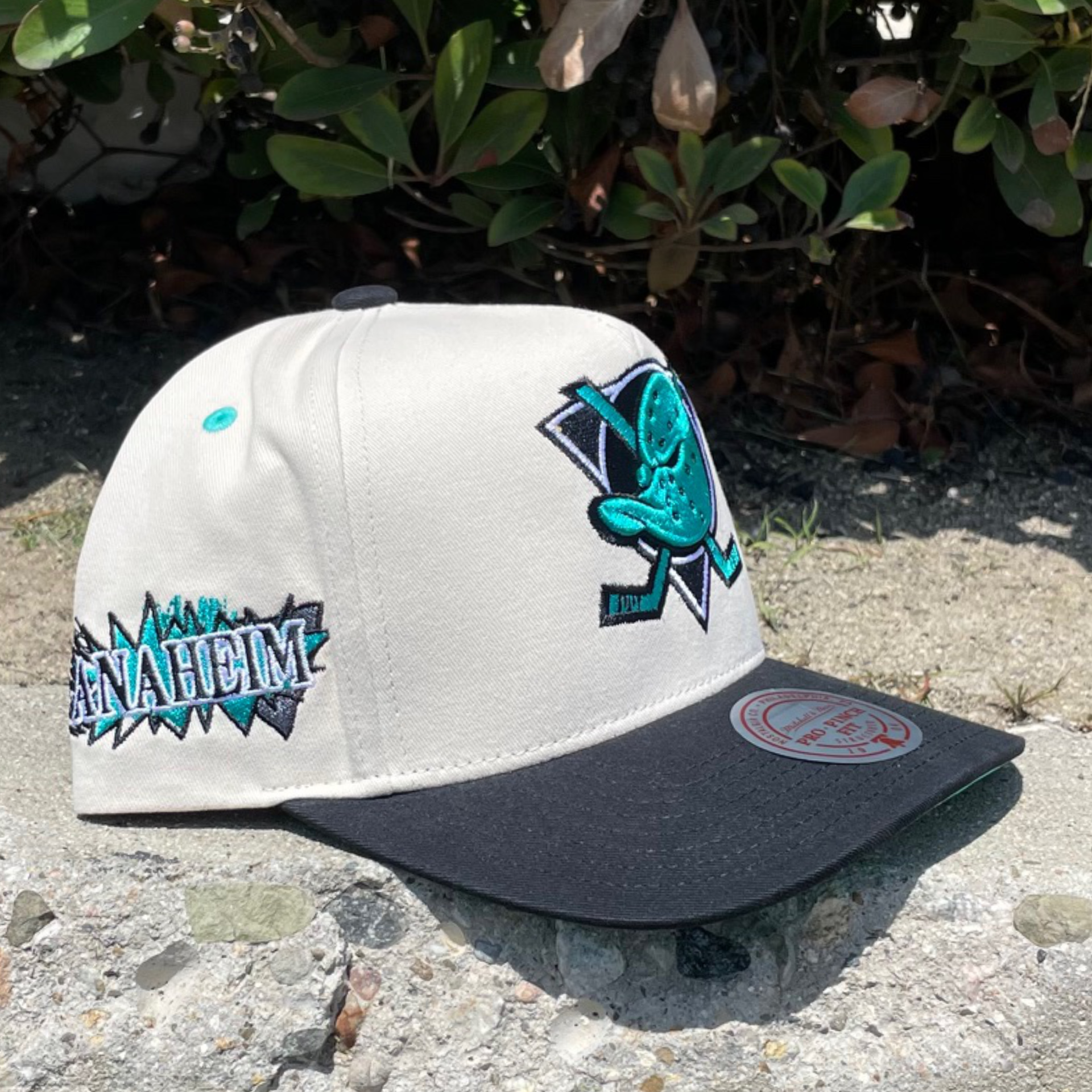 off white anaheim ducks pro pinch fit mitchell and ness snapback