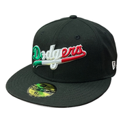 Black Los Angeles Dodgers Fitted Cap with Mexico Flag on the side