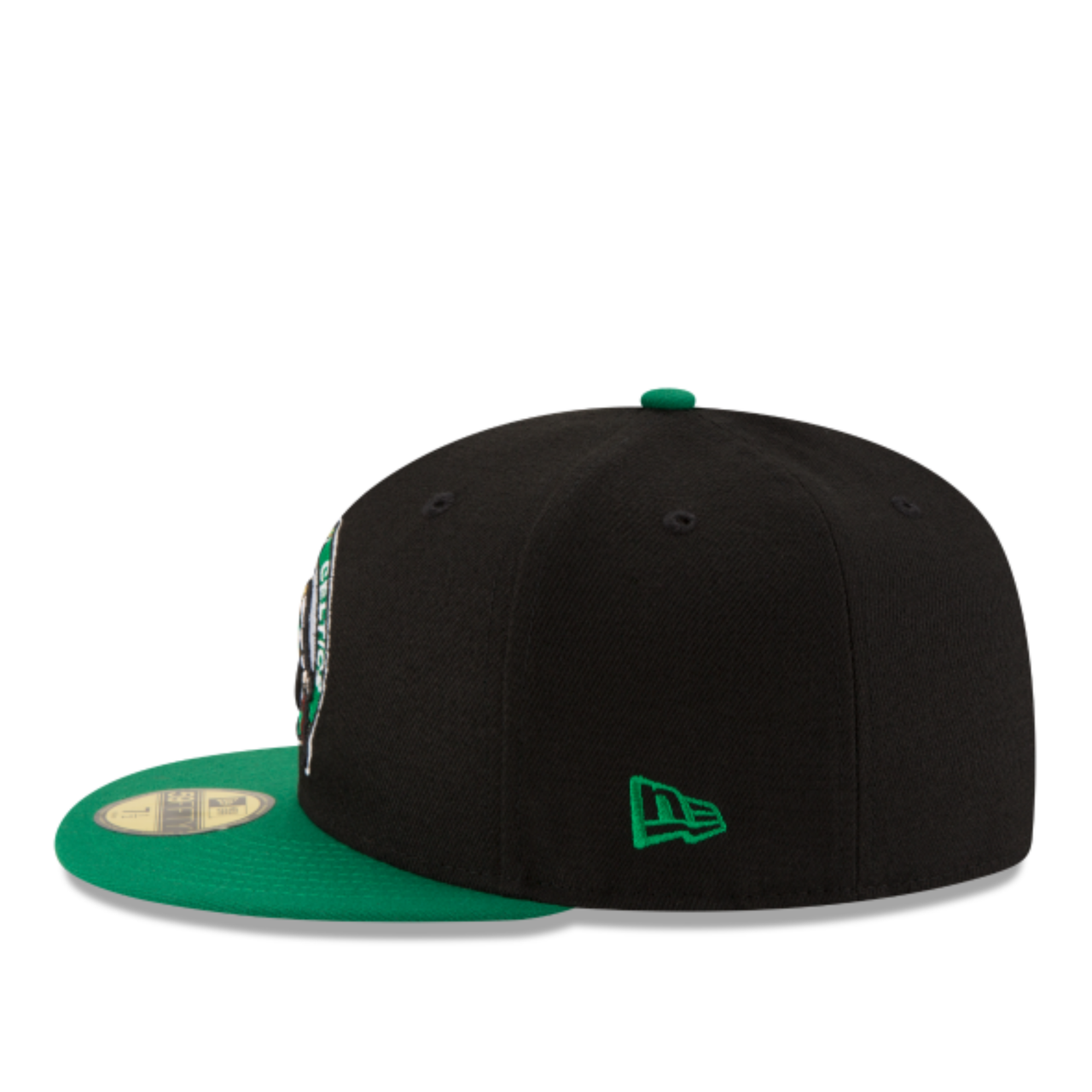 New Era Boston Celtics Black and Green 2 Tone 59Fifty Fitted Hat Side