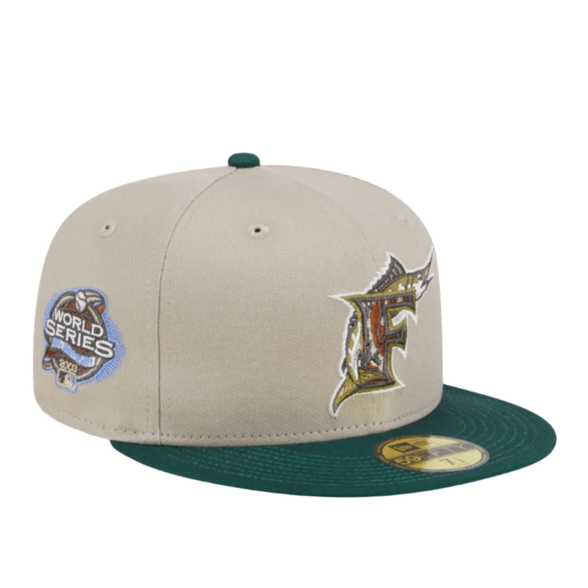 Florida Marlins New Era Natural/Hunter Green Cooperstown Collection Lifestyle Tree Bark Fill 59FIFTY Fitted Hat