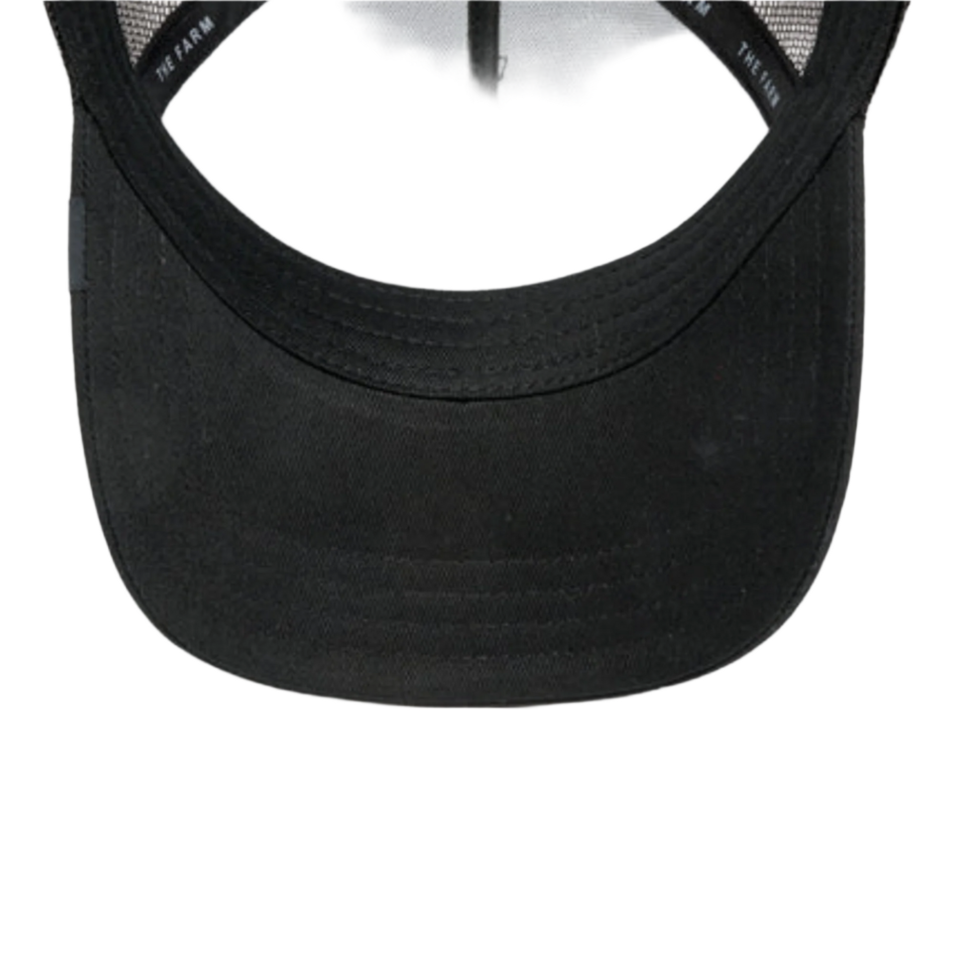 under visor of Goorin Bros The Stallion Black Trucker Snapback Hat