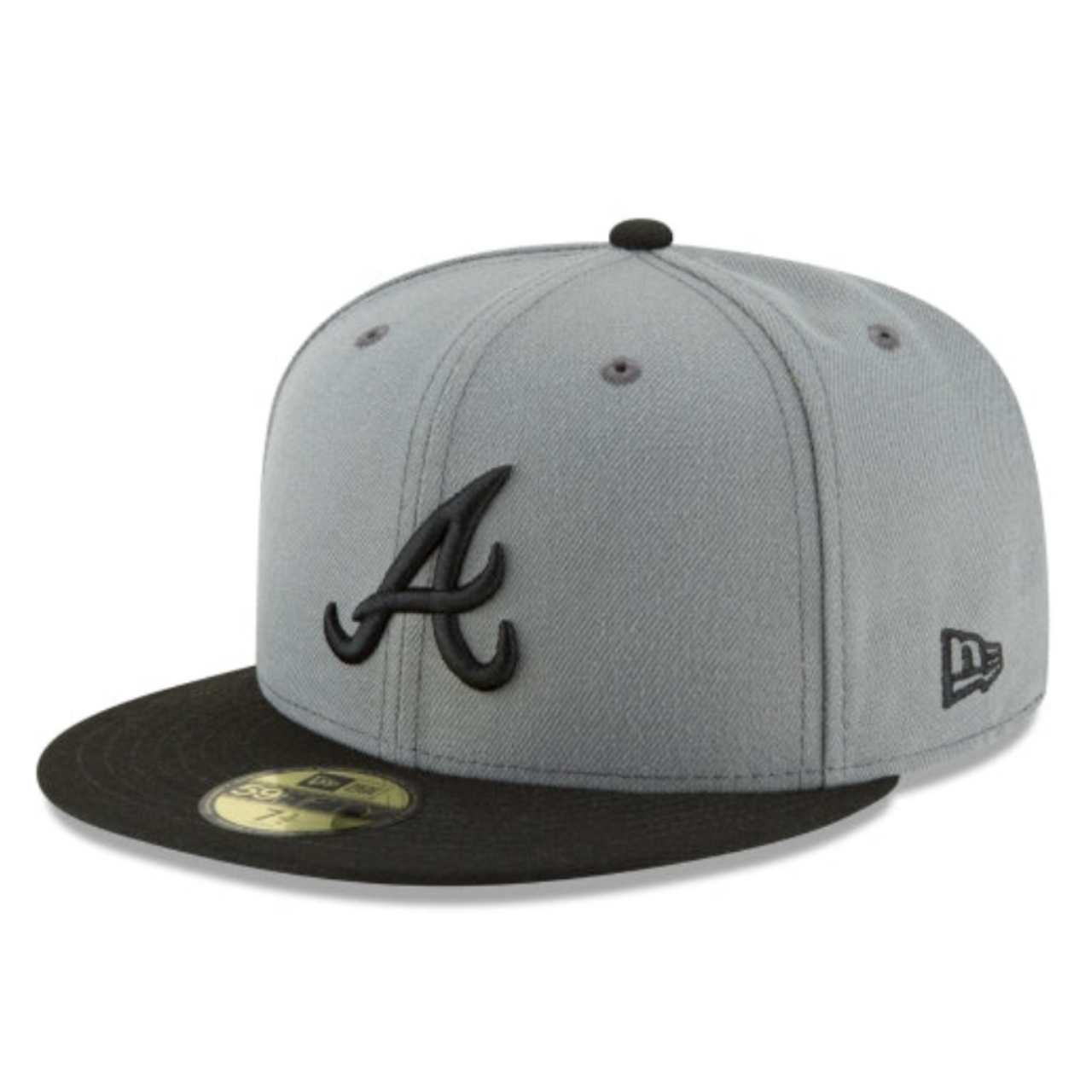 NewEra MLB Atlanta Braves A Charcoal Grey/Black 59FIFTY Fitted Men's Hat.