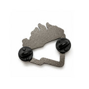 Flaming Crown Hat Pin back view