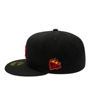 Flaming Crown Hat Pin with hat view